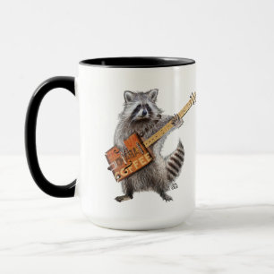 Mug Raccoon Coffee Guitare Art