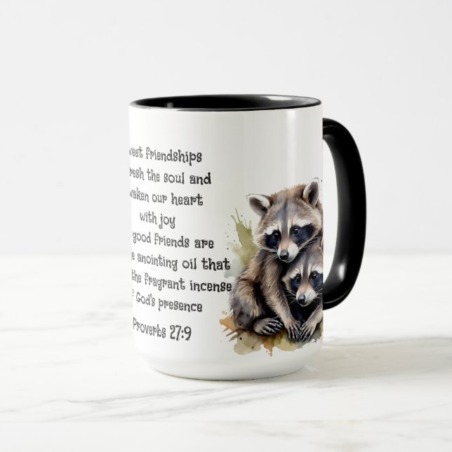 Mug Raccoons mignons Ami Proverbes Amitié Citation (Devant droit)
