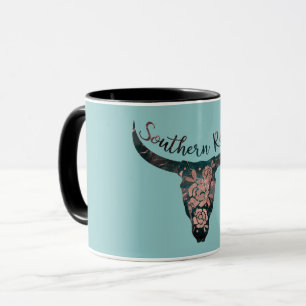 Mug Racines méridionales Longhorn Country Rose rose et