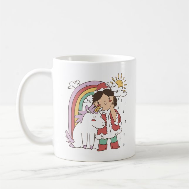 MUG RAINBOUR UNICORN ET FILLE DE NOËL (Gauche)