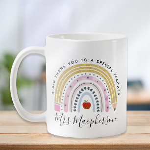 Mug Rainbow Apple Monogram Enseignant Merci Cadeau
