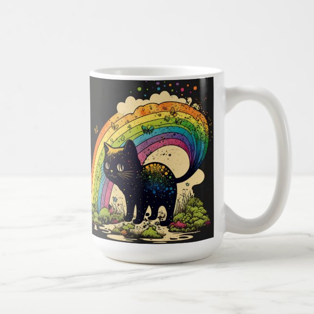 Mug Rainbow black cat, mignon lgbtq (Droite)