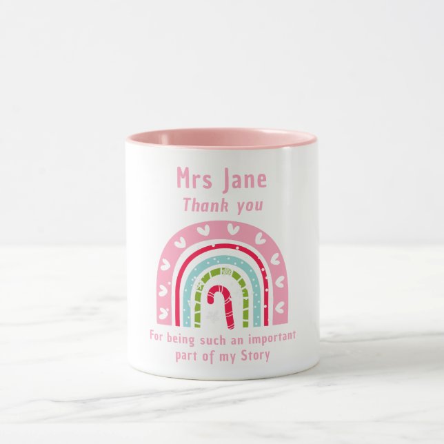 Mug Rainbow bleu & rose personnalisé meilleur enseigna (Centre)