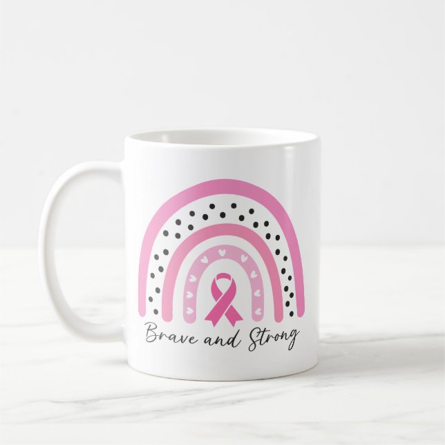 Mug Rainbow Breast Cancer Pink Ribbon Awareness (Gauche)