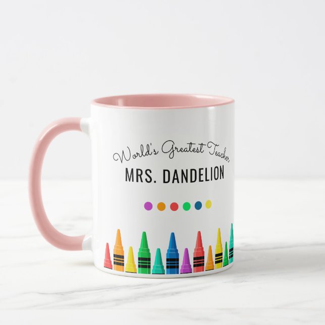 Mug Rainbow Crayons le plus grand café enseignant du m (Gauche)