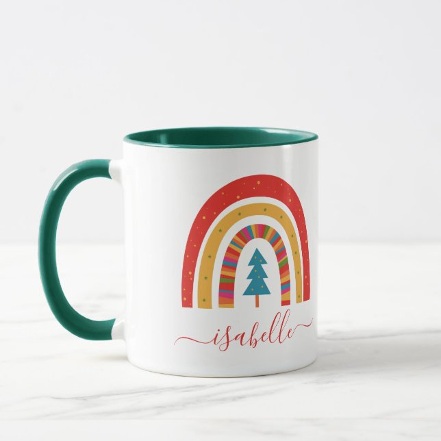 Mug Rainbow Noël coloré mignon fun personnalisé (Gauche)