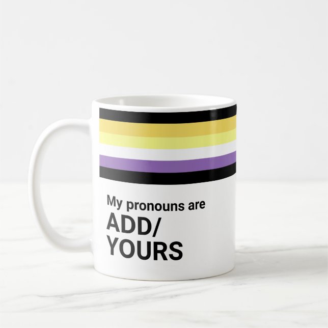 Mug Rainbow Stripes LGBT Nom Pronounounounounounounes  (Gauche)
