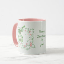 Rameaux de houx vert clair rose Noël