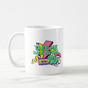 Mug Ramenez-moi aux années 90 Cassette néon rétro