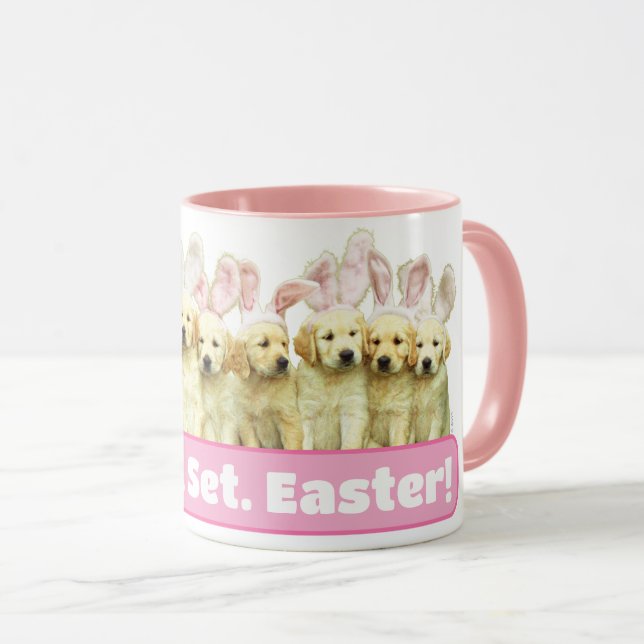 Mug Rangée de lapins chiots (Devant droit)