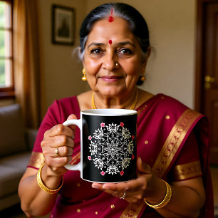 Mug Rangoli blanc avec hibiscus