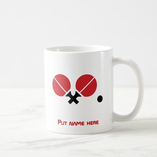 Mug Raquettes de ping-pong de table et boule noir, rou (Droite)