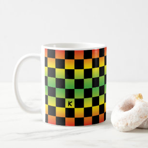 Mug Rasta Ombre rouge jaune vert À damiers Monogramme
