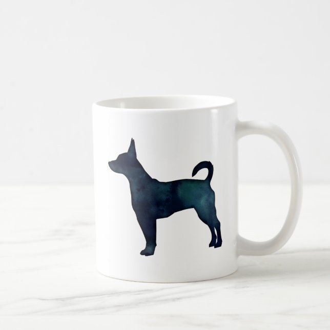 Mug Rat Terrier Noir Aquarelle Silhouette (Droite)