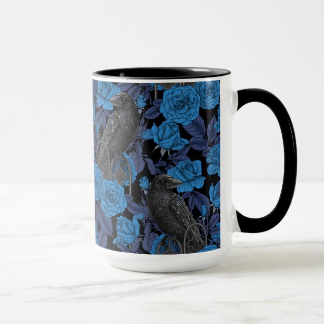 Mug Ravins et roses bleus (Droite)