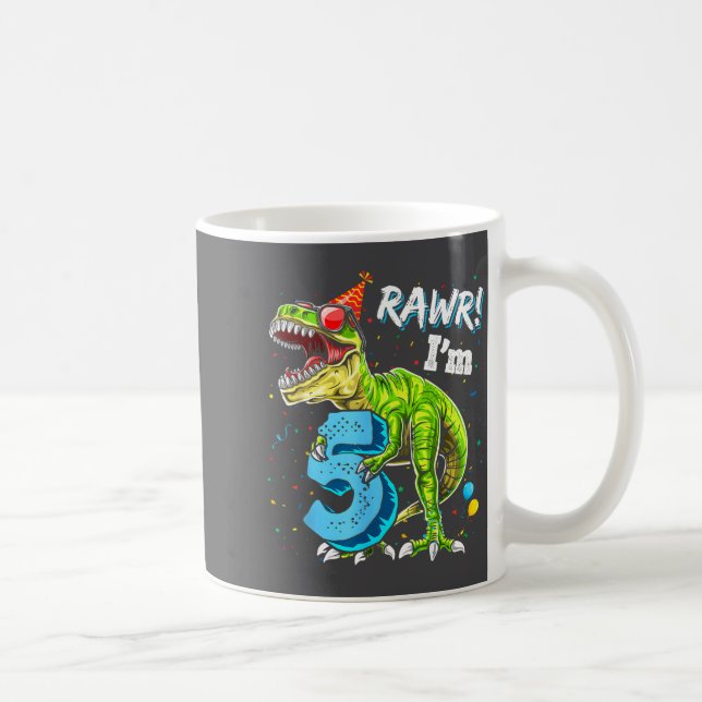 Mug Rawr I'm 5 5th Birthday T Rex Dinosaur Funny Party (Droite)