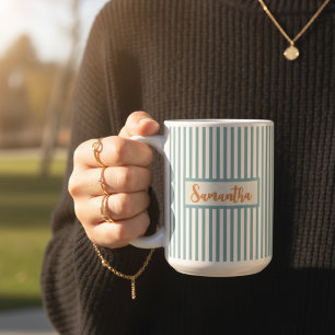 Mug rayé avec nom personnalisé, cadeau pour adoles