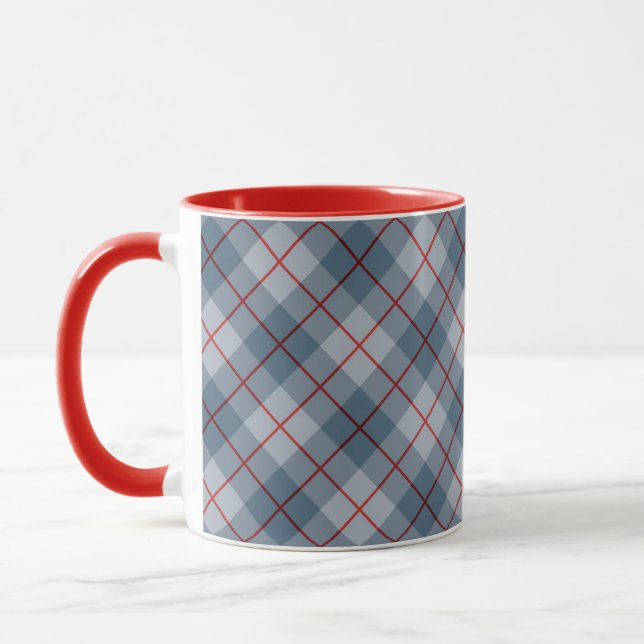 Mug Rayure Bleu-Rouge de plaid polarisé (Gauche)