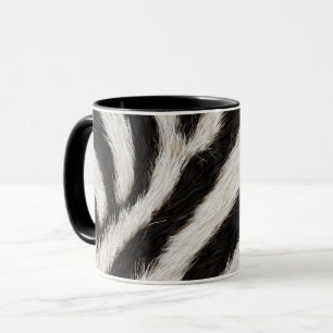 Mug Rayure de zèbre sauvage noir blanc faux fourrure