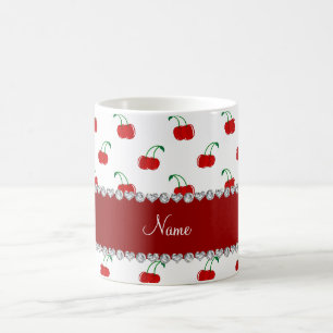 Mug Rayure rouge blanche nommée personnalisée de rouge