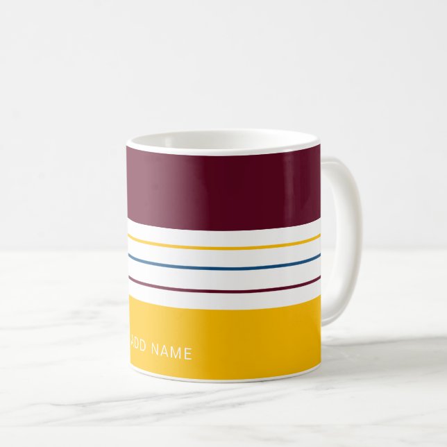 Mug Rayures ambrées jaunes automnales (Devant droit)