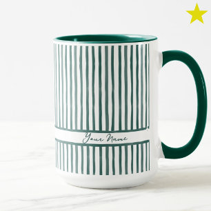 Mug Rayures aquarelles vert sarcelle tendance nom pers
