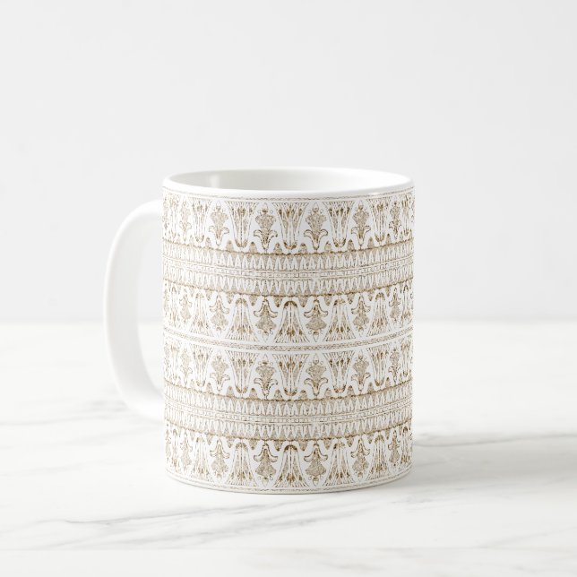 Mug Rayures blanches abstraites dorées (Devant gauche)