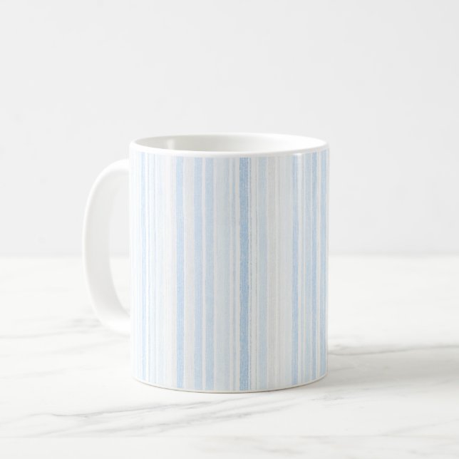 Mug Rayures blanches bleu bébé (Devant gauche)