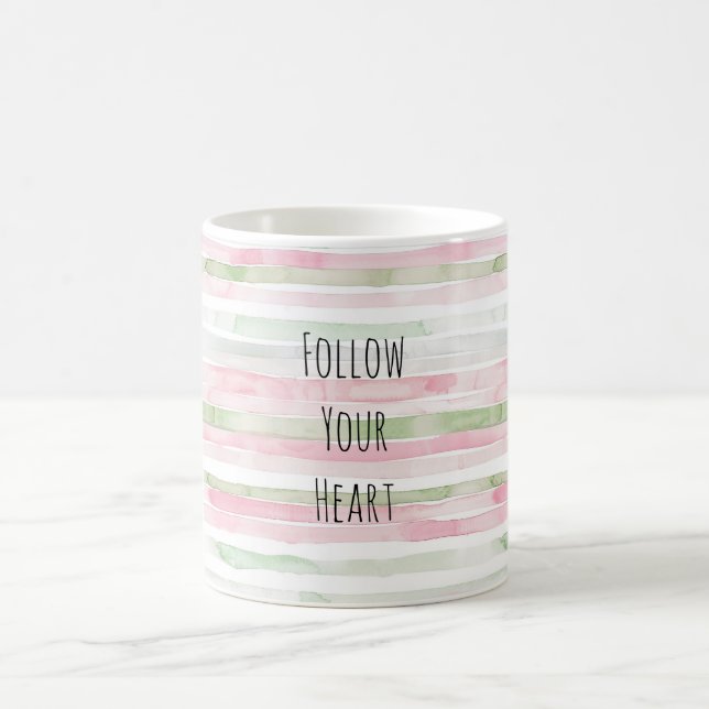 Mug Rayures blanches de menthe rose (Centre)