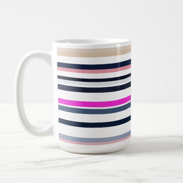 Mug Rayures Bleu Rose et Sable (Gauche)