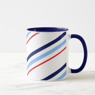 Mug Rayures bleues blanches rouges nautiques