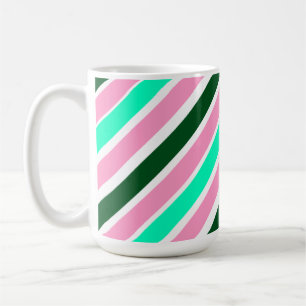 Mug Rayures de bonbons de Noël rose et vert