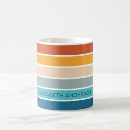 Mug Rayures de coucher de soleil rétro moderne personn