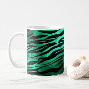 Mug Rayures de tigre noir vert émeraude Animaux sauvag