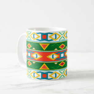Mug Rayures et formes géométriques vert orange blanc