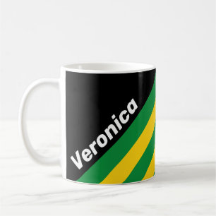 Mug Rayures Palmiers Tropicales Rétro avec Nom