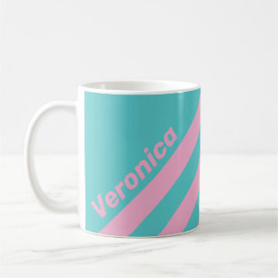 Mug Rayures Rétro de South Beach avec Nom