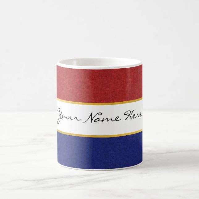 Mug Rayures rouges, blanches et bleues personnalisées (Centre)