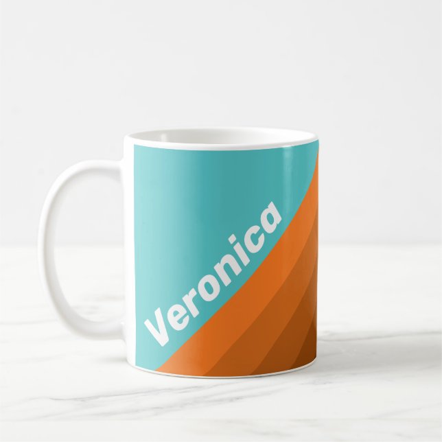 Mug Rayures sarcelle du désert avec nom (Gauche)