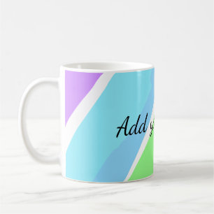 Mug Rayures vert bleu rose ajoutez nom texte message i