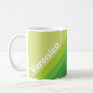 Mug Rayures Vertes sur nénuphar avec nom