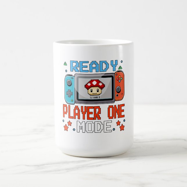 Mug Ready Player One Mode Pixel Art Gaming Shirt (Centre)