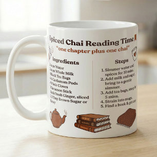 Mug Recette de Chai pour Amoureux de Livres Soirée Cos