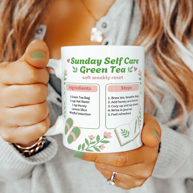Mug Recette de thé vert pour une réinitialisation hebd (Créateur téléchargé)
