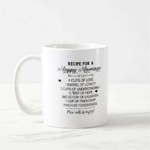Mug Recette pour des cadeaux de mariage spéciaux pour 