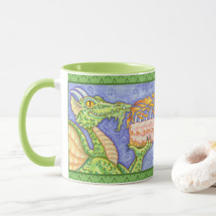 MUG RÉCOLTE D'INCENDIE DRAGON ÉCLAIRANT LES BOUGIES D'