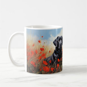 Mug Récupérateur du Labrador noir dans un champ de pav