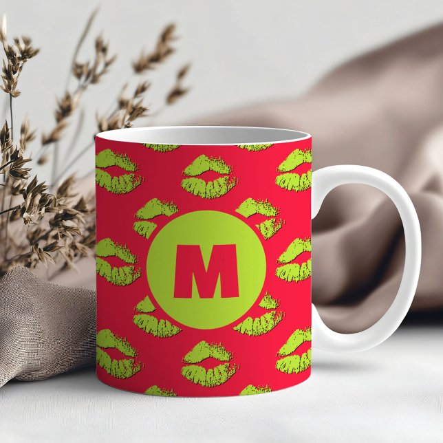 Mug Red and Green XOXO Kissing Lips Personalized (Créateur téléchargé)