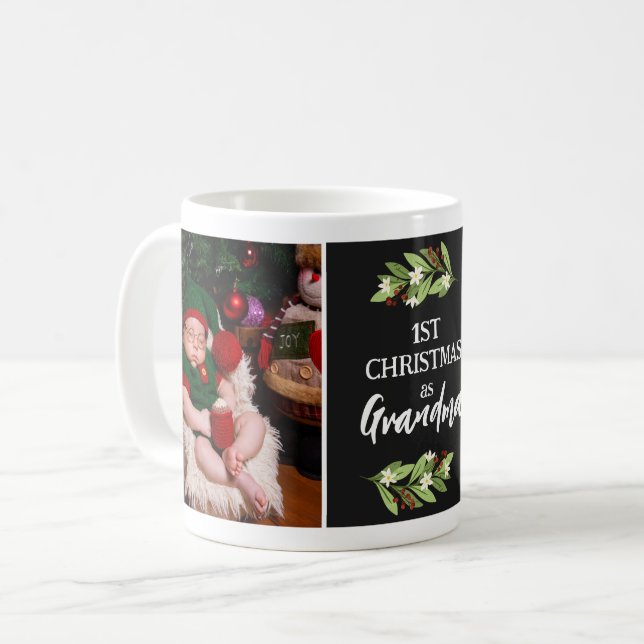 Mug Red Berry Twigs 1er Noël en Grand-mère Photo (Devant gauche)