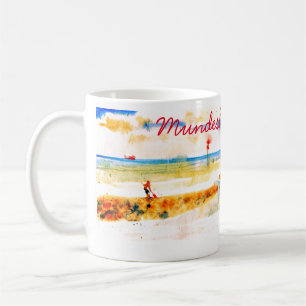 Mug Red Boat and Beach à Mundesley, Norfolk